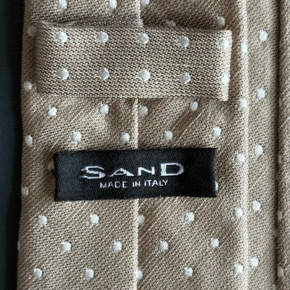 SAND Silk Linen Polka Dot  Mens Necktie | Length 60